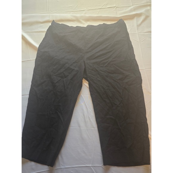 Dana Taylor Petite PXL‎ Capri Black Linen Blend Cropped Wide Leg Pants - Picture 2 of 8